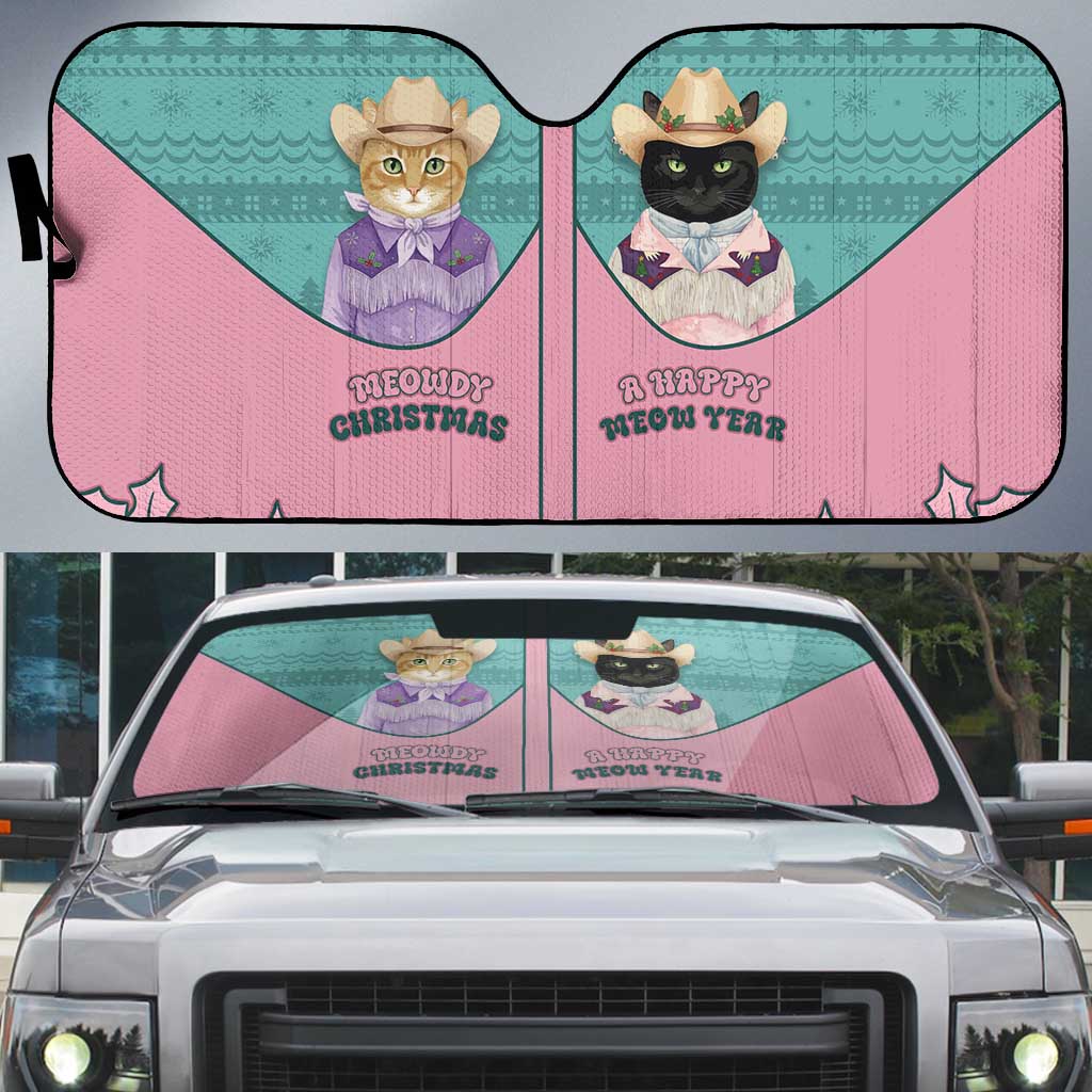 Western Yoke Auto Sun Shade Meowdy Christmas And A Meow Year - Wonder Print Shop