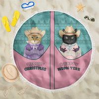 Western Yoke Beach Blanket Meowdy Christmas And A Meow Year - Wonder Print Shop