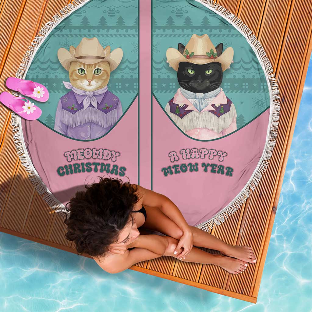Western Yoke Beach Blanket Meowdy Christmas And A Meow Year - Wonder Print Shop