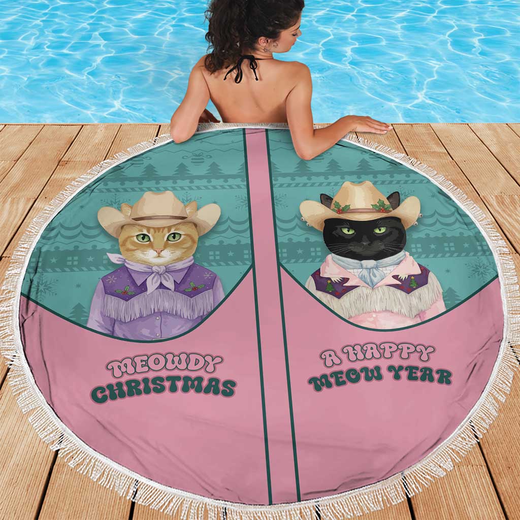Western Yoke Beach Blanket Meowdy Christmas And A Meow Year - Wonder Print Shop