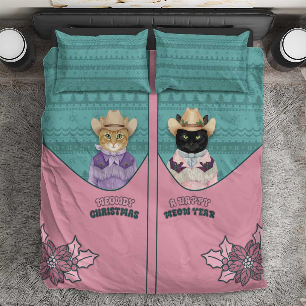 Western Yoke Bedding Set Meowdy Christmas And A Meow Year - Wonder Print Shop