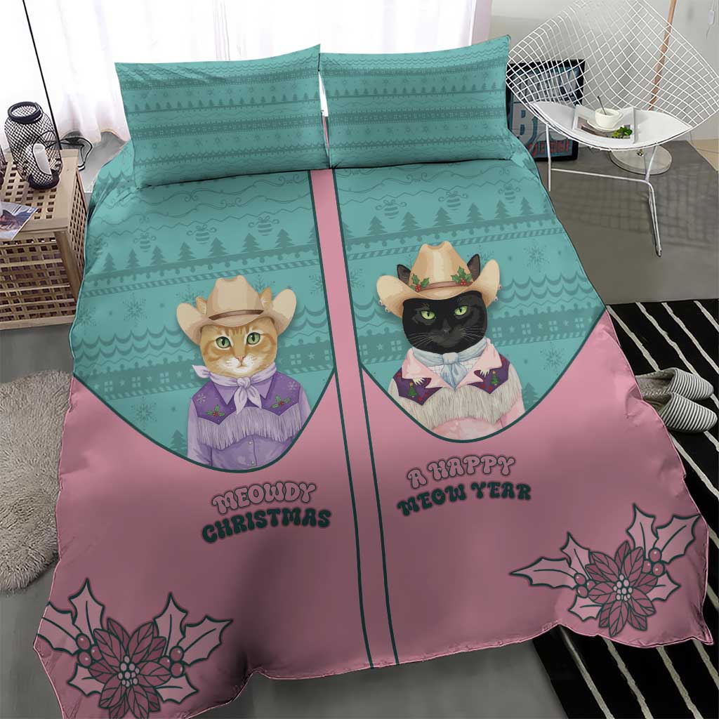 Western Yoke Bedding Set Meowdy Christmas And A Meow Year - Wonder Print Shop
