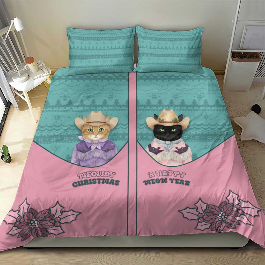 Western Yoke Bedding Set Meowdy Christmas And A Meow Year - Wonder Print Shop