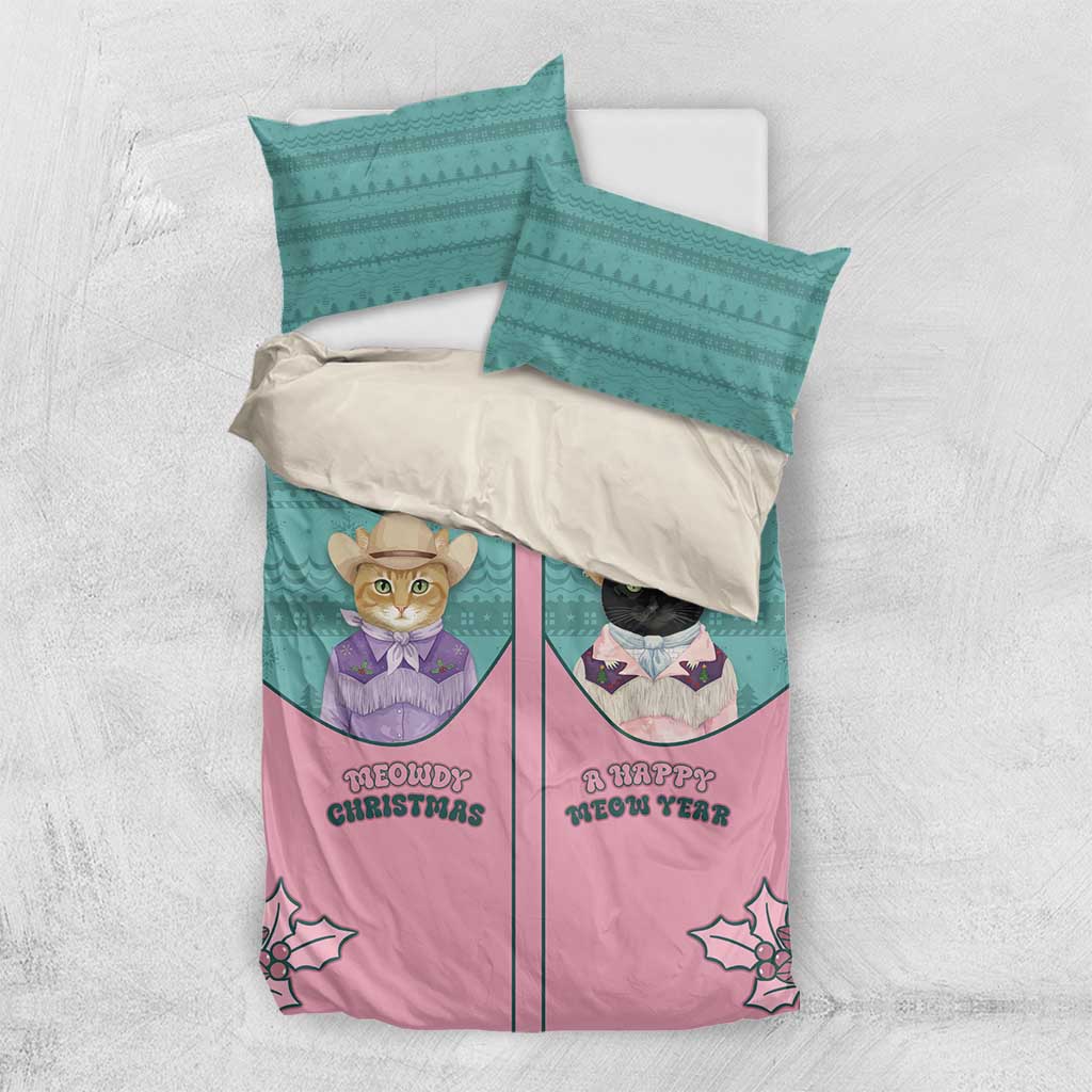 Western Yoke Bedding Set Meowdy Christmas And A Meow Year - Wonder Print Shop