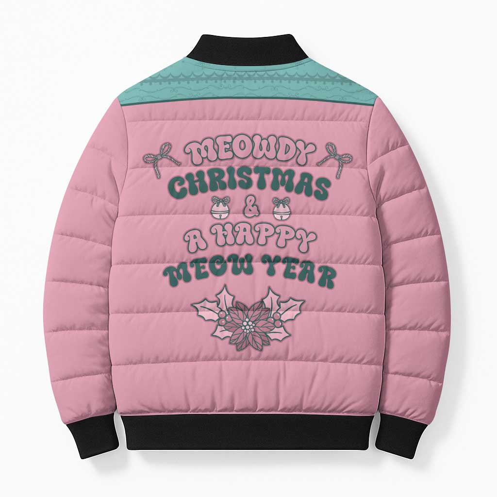 Western Yoke Bomber Puffer Jacket Meowdy Christmas And A Meow Year - Wonder Print Shop