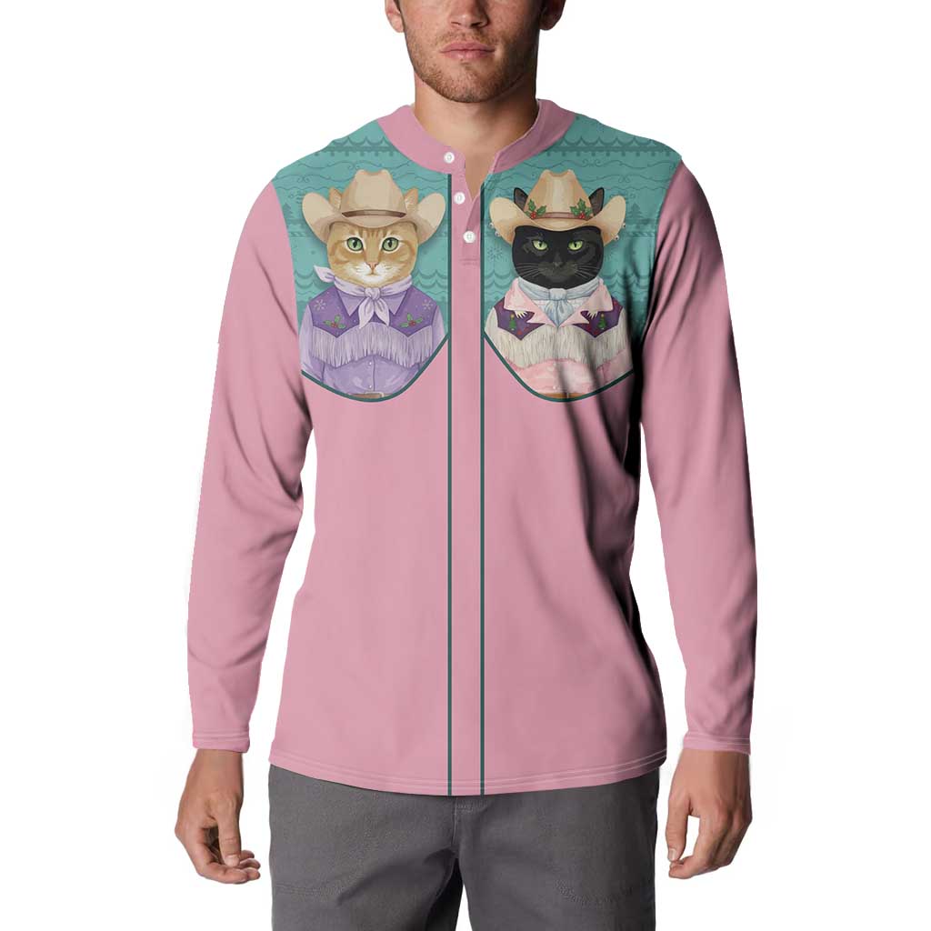 Western Yoke Button Sweatshirt Meowdy Christmas And A Meow Year - Wonder Print Shop