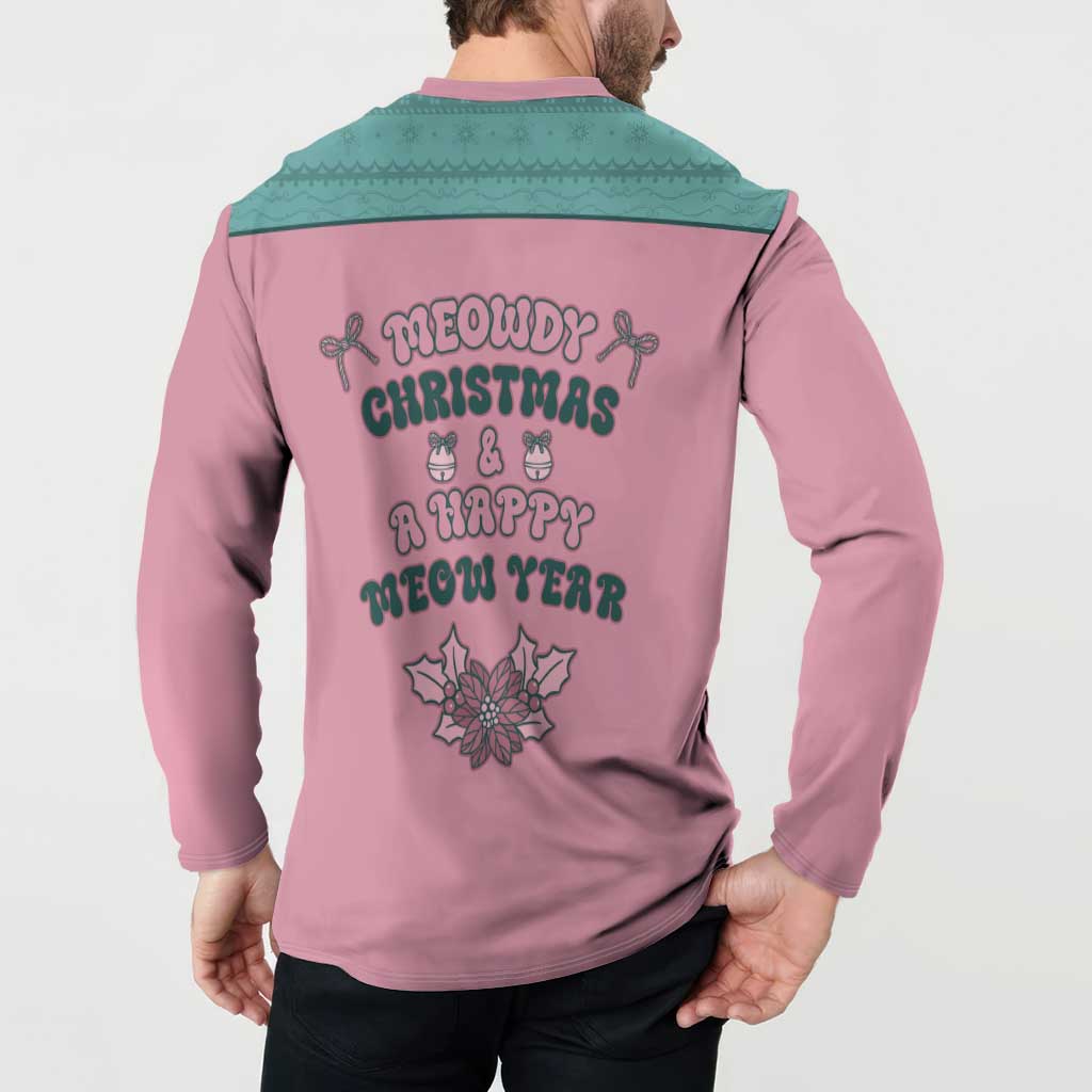Western Yoke Button Sweatshirt Meowdy Christmas And A Meow Year - Wonder Print Shop