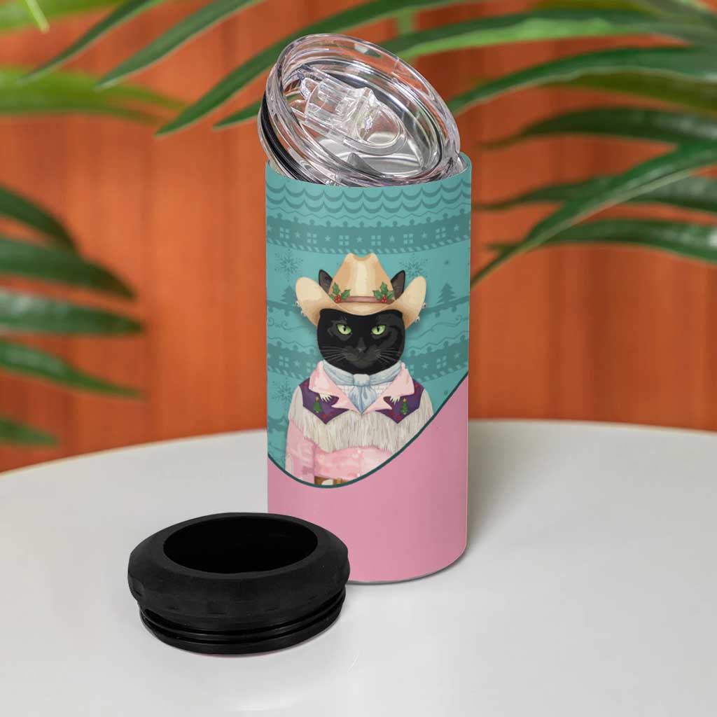 Western Yoke 4 in 1 Can Cooler Tumbler Meowdy Christmas And A Meow Year - Wonder Print Shop