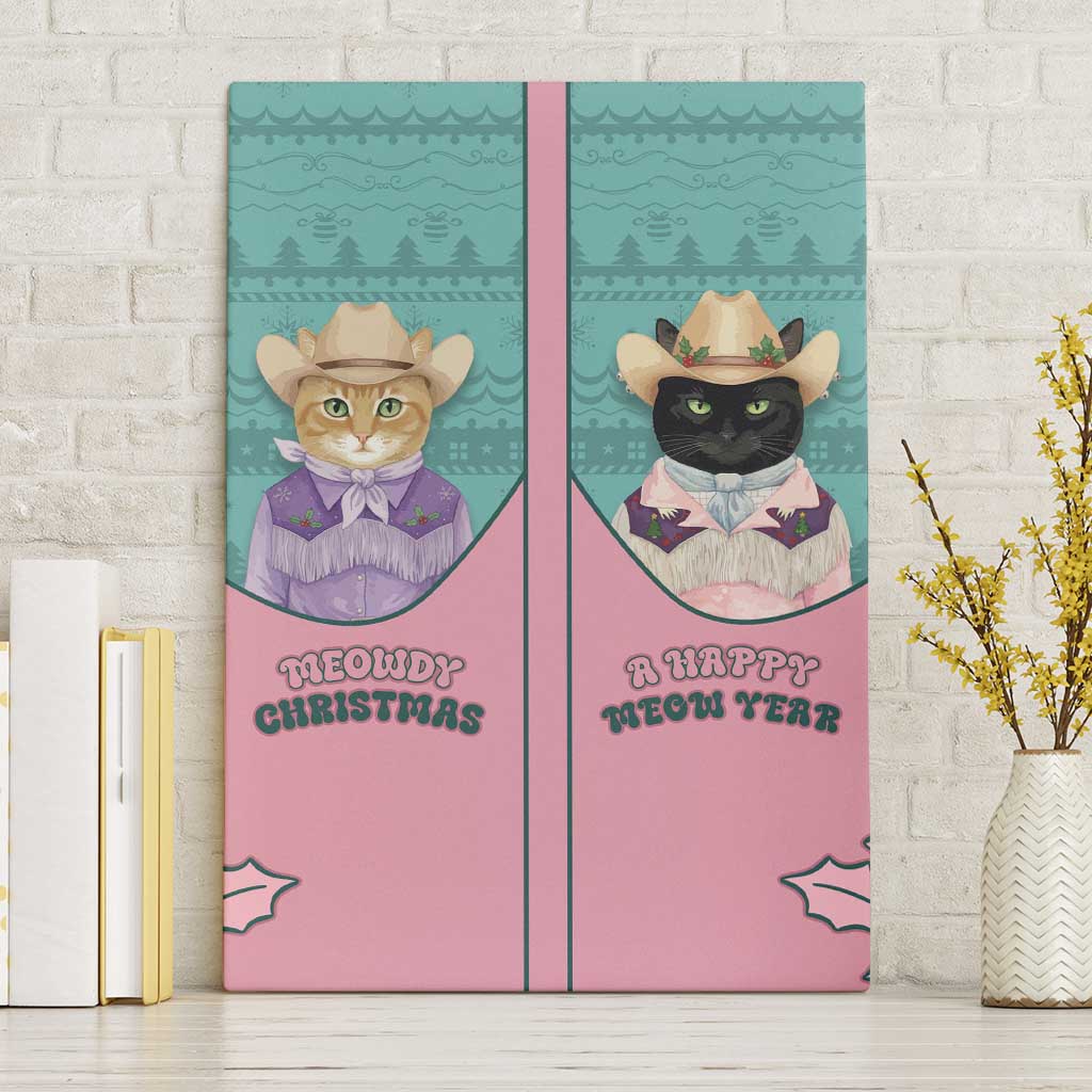 Western Yoke Canvas Wall Art Meowdy Christmas And A Meow Year - Wonder Print Shop