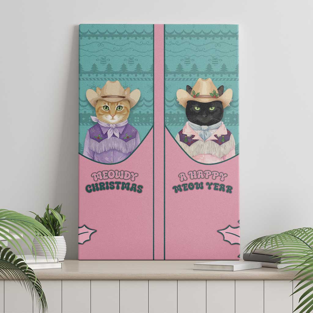 Western Yoke Canvas Wall Art Meowdy Christmas And A Meow Year - Wonder Print Shop