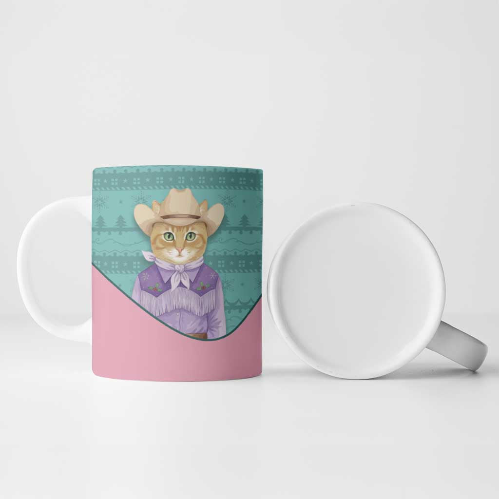 Western Yoke Ceramic Mug Meowdy Christmas And A Meow Year - Wonder Print Shop