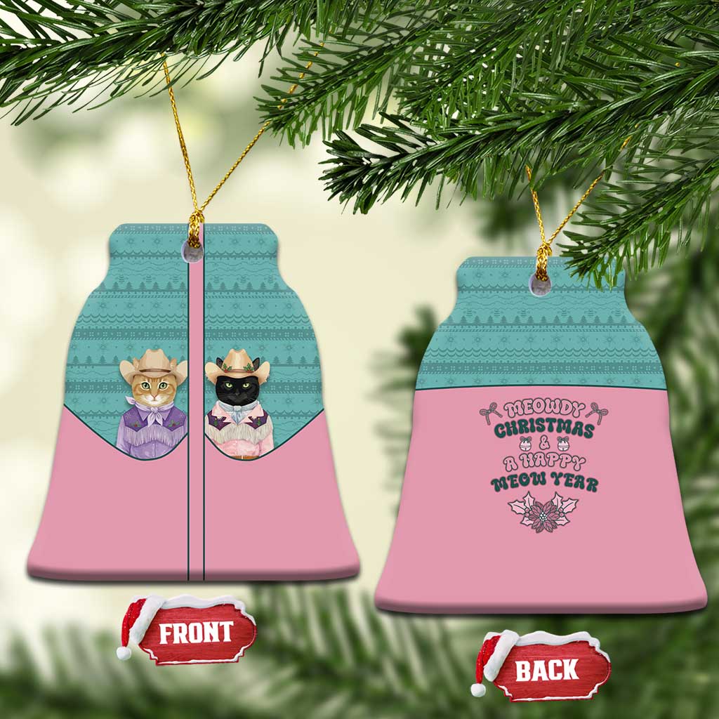 Western Yoke Ceramic Ornament Meowdy Christmas And A Meow Year - Wonder Print Shop
