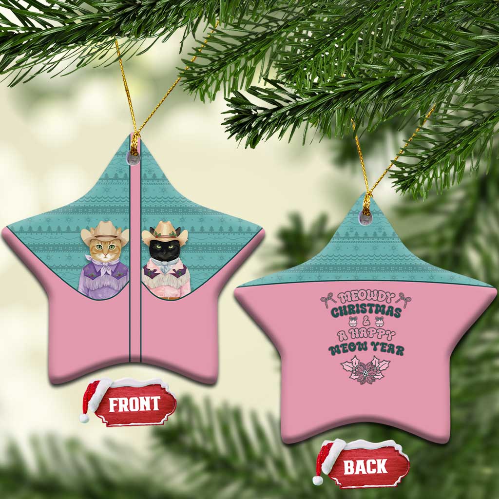 Western Yoke Ceramic Ornament Meowdy Christmas And A Meow Year - Wonder Print Shop
