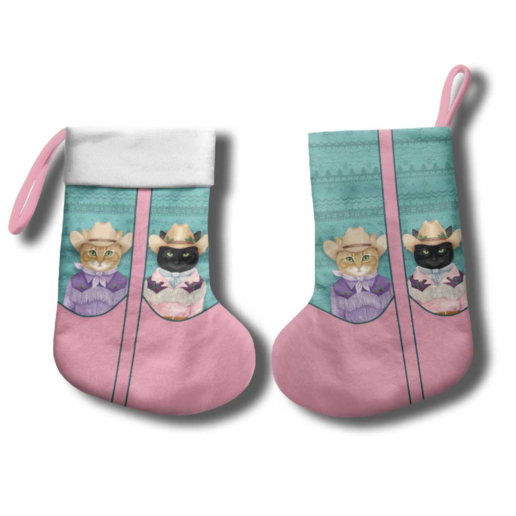 Western Yoke Christmas Stocking Meowdy Christmas And A Meow Year - Wonder Print Shop