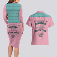 Western Yoke Couples Matching Long Sleeve Bodycon Dress and Hawaiian Shirt Meowdy Christmas And A Meow Year - Wonder Print Shop