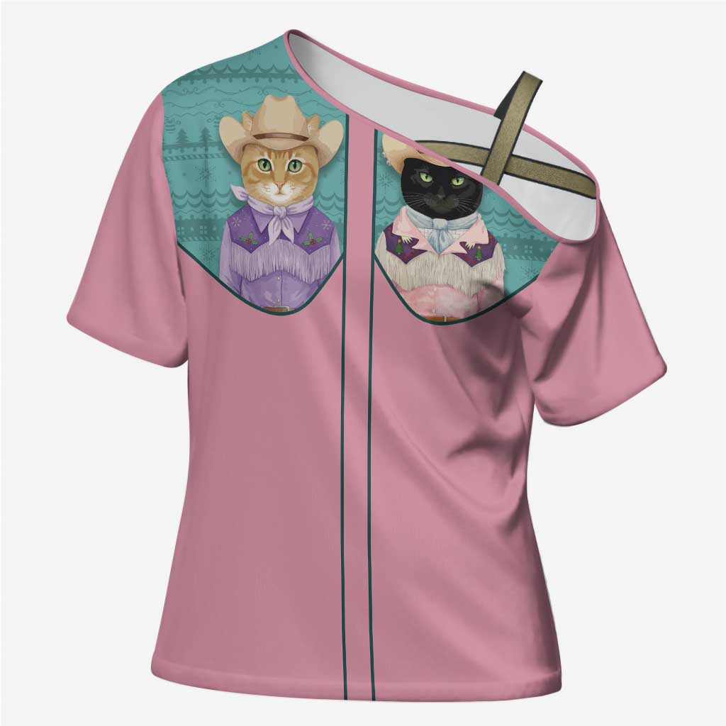 Western Yoke Cross Shoulder Shirt Meowdy Christmas And A Meow Year - Wonder Print Shop