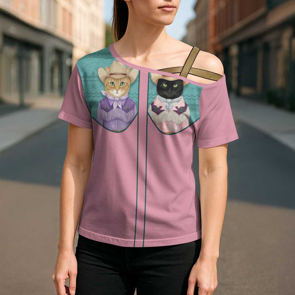Western Yoke Cross Shoulder Shirt Meowdy Christmas And A Meow Year - Wonder Print Shop