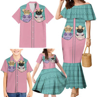 Western Yoke Family Matching Mermaid Dress and Hawaiian Shirt Meowdy Christmas And A Meow Year - Wonder Print Shop