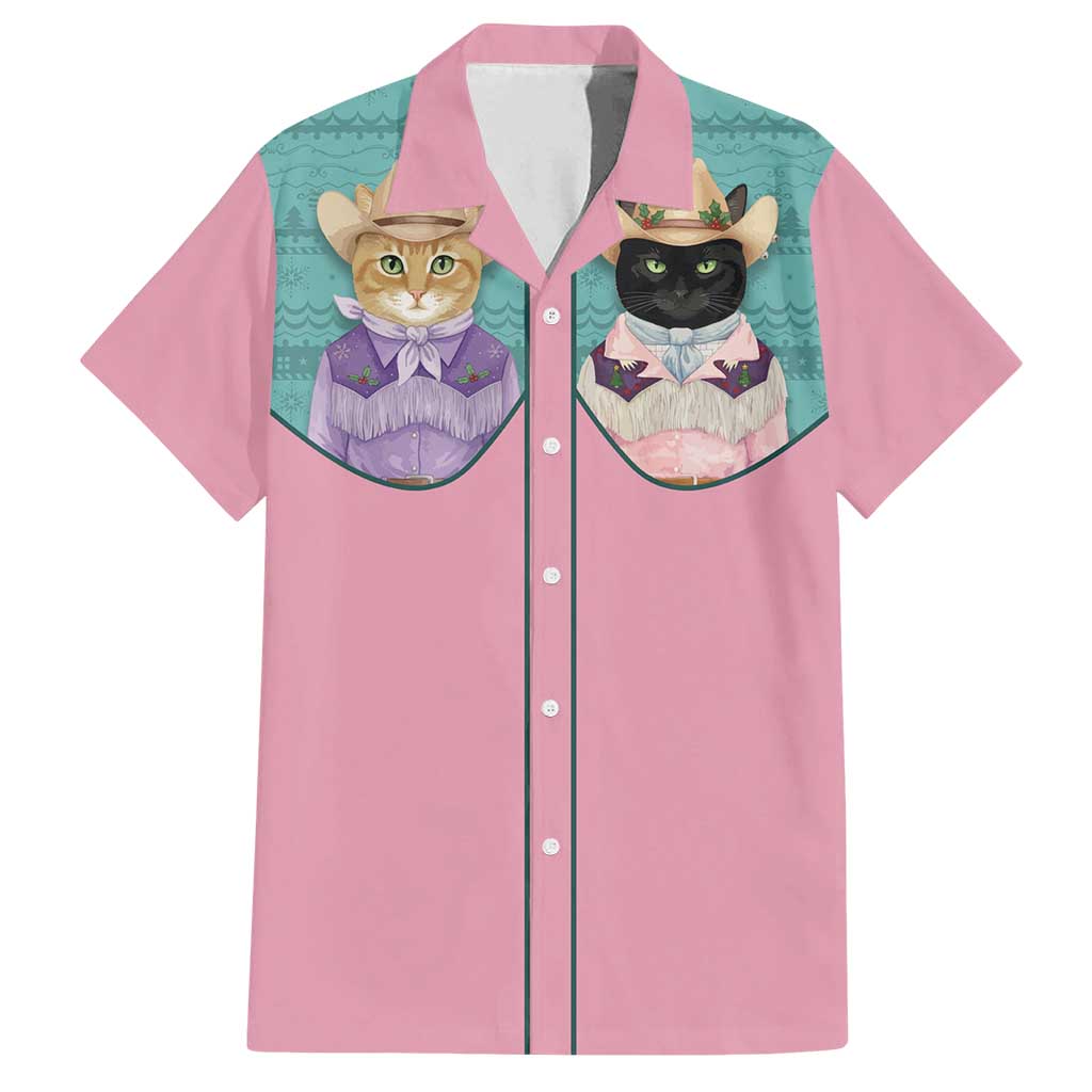 Western Yoke Family Matching Puletasi and Hawaiian Shirt Meowdy Christmas And A Meow Year - Wonder Print Shop
