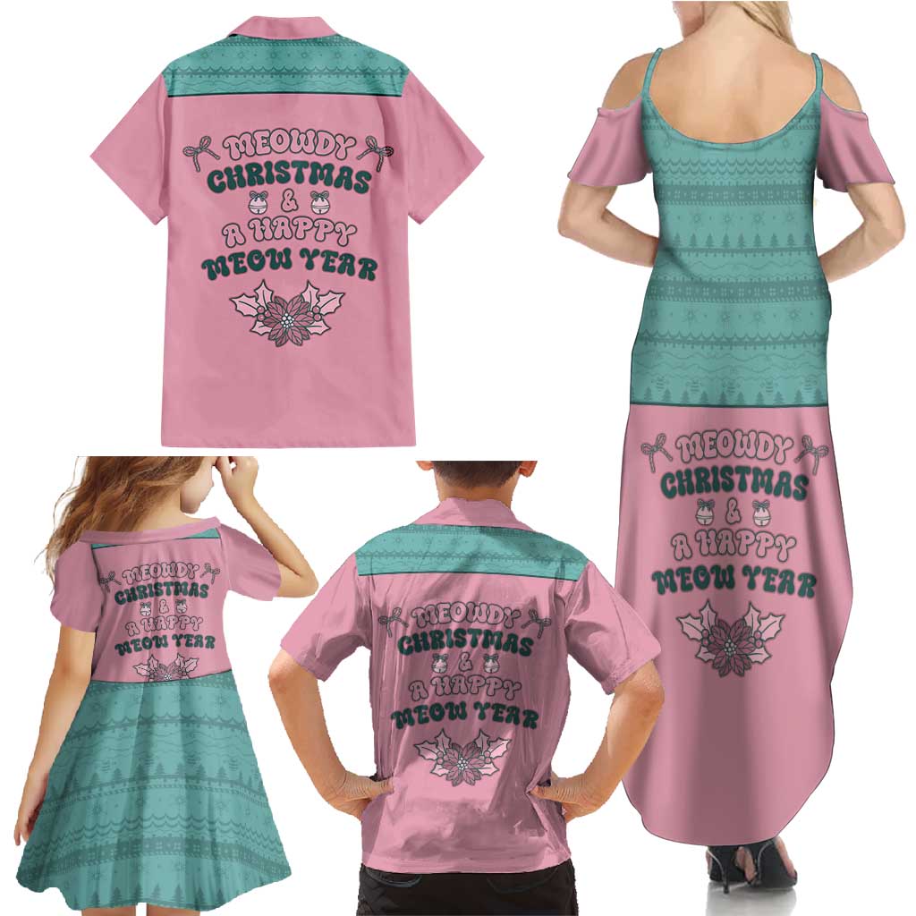 Western Yoke Family Matching Summer Maxi Dress and Hawaiian Shirt Meowdy Christmas And A Meow Year - Wonder Print Shop