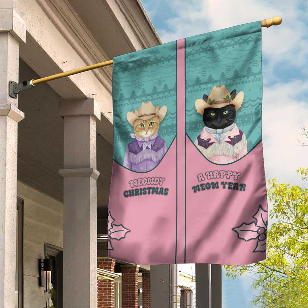 Western Yoke Garden Flag Meowdy Christmas And A Meow Year - Wonder Print Shop
