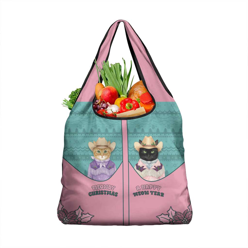 Western Yoke Grocery Bag Meowdy Christmas And A Meow Year - Wonder Print Shop