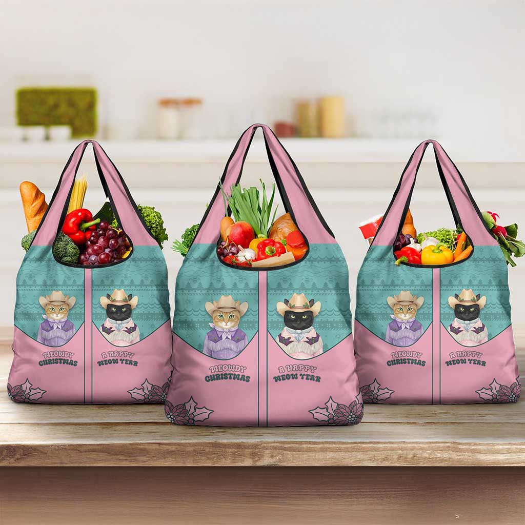 Western Yoke Grocery Bag Meowdy Christmas And A Meow Year - Wonder Print Shop