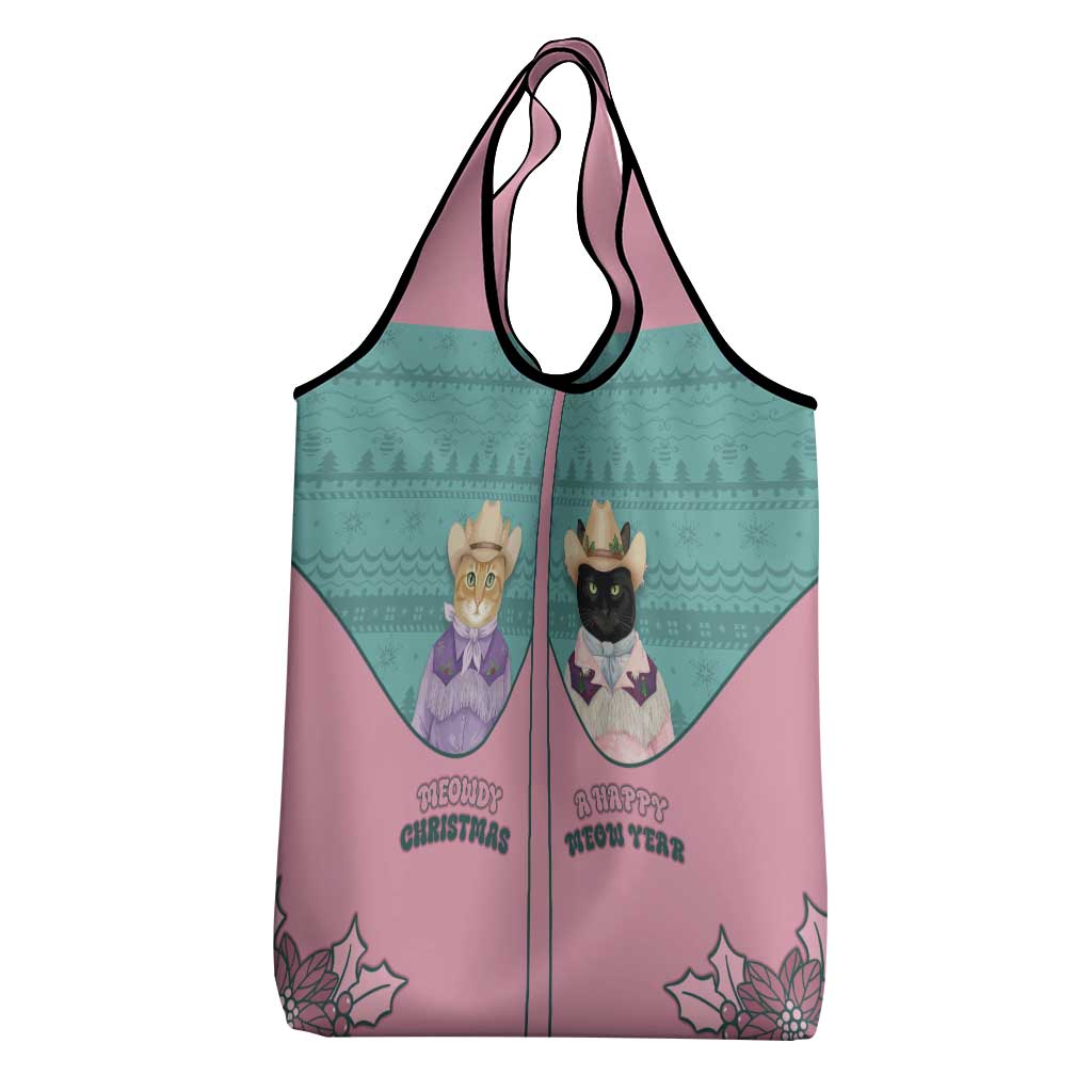 Western Yoke Grocery Bag Meowdy Christmas And A Meow Year - Wonder Print Shop