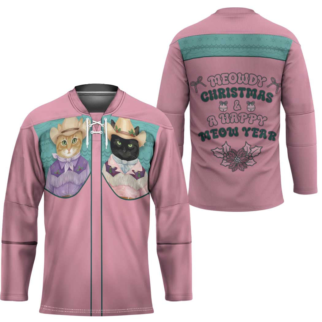 Western Yoke Hockey Jersey Meowdy Christmas And A Meow Year - Wonder Print Shop