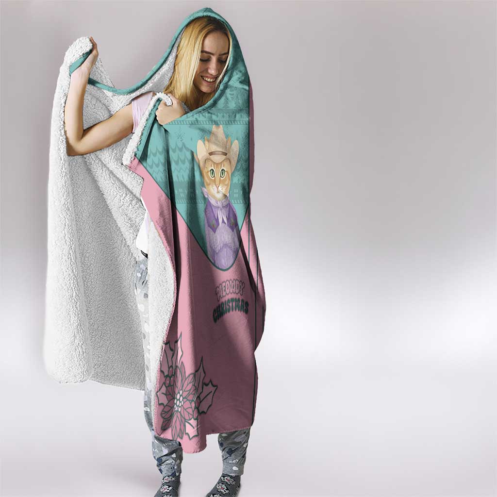 Western Yoke Hooded Blanket Meowdy Christmas And A Meow Year - Wonder Print Shop