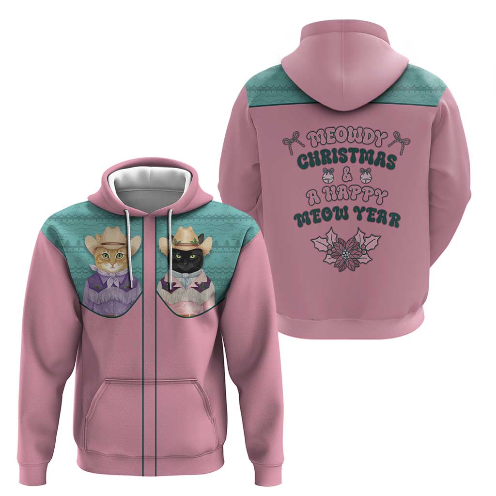 Western Yoke Hoodie Meowdy Christmas And A Meow Year - Wonder Print Shop