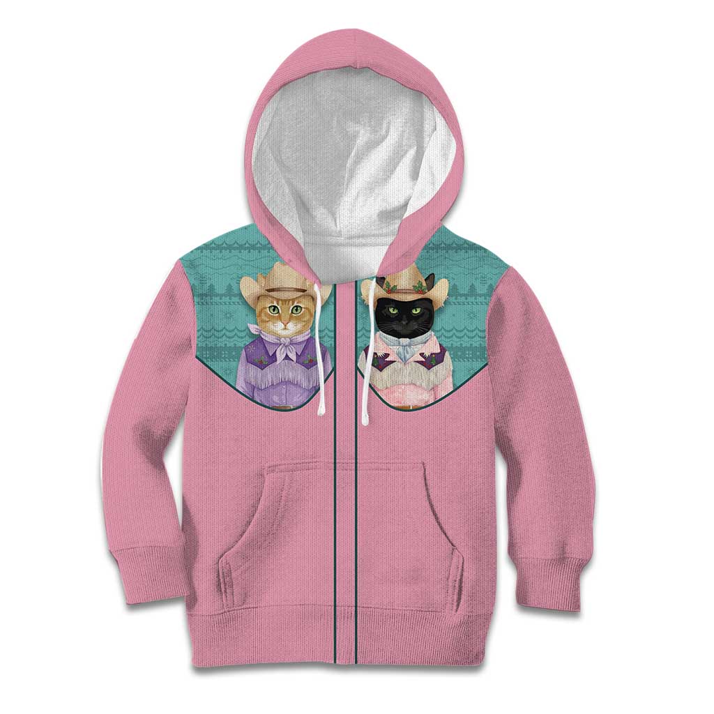 Western Yoke Kid Hoodie Meowdy Christmas And A Meow Year - Wonder Print Shop