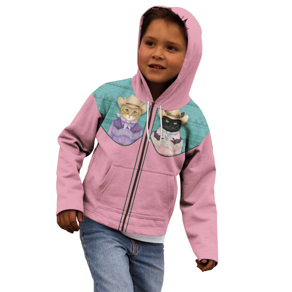 Western Yoke Kid Hoodie Meowdy Christmas And A Meow Year - Wonder Print Shop