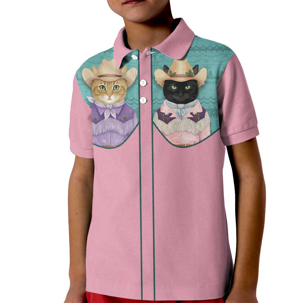 Western Yoke Kid Polo Shirt Meowdy Christmas And A Meow Year - Wonder Print Shop