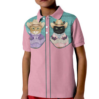Western Yoke Kid Polo Shirt Meowdy Christmas And A Meow Year - Wonder Print Shop