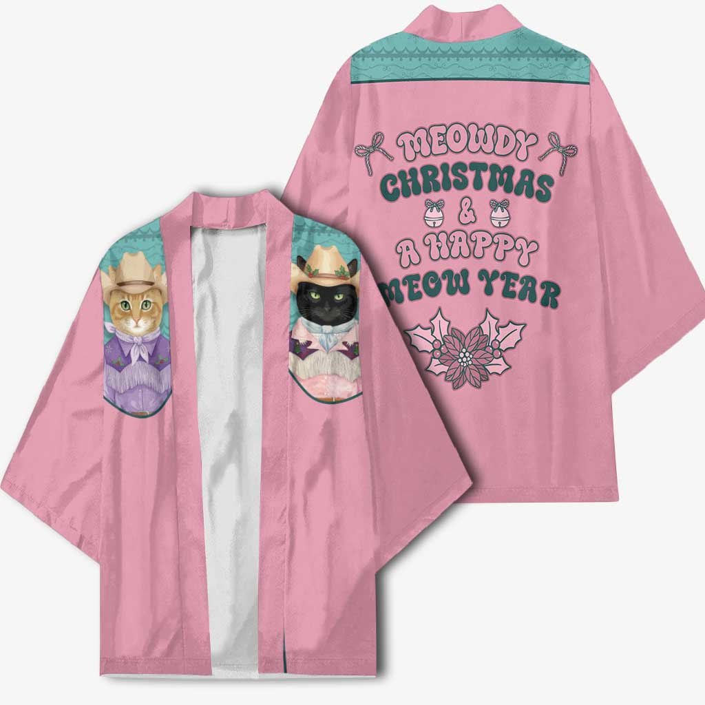 Western Yoke Kimono Meowdy Christmas And A Meow Year - Wonder Print Shop