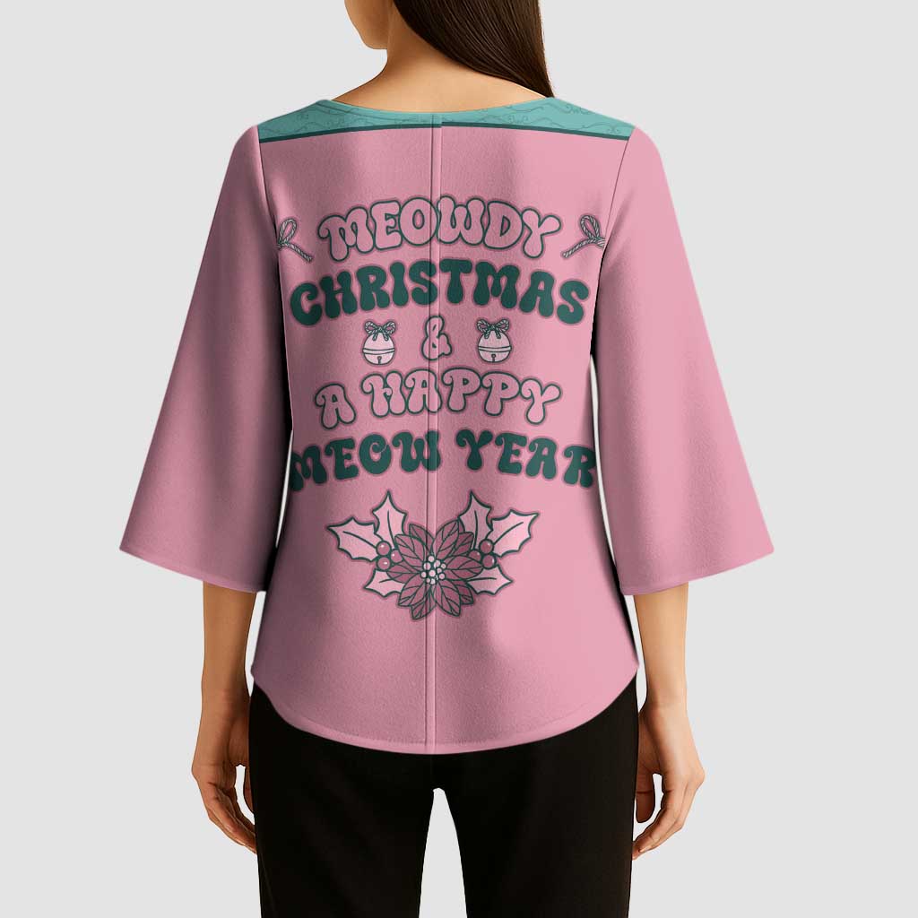Western Yoke Kimono Sleeve Blouse Meowdy Christmas And A Meow Year - Wonder Print Shop