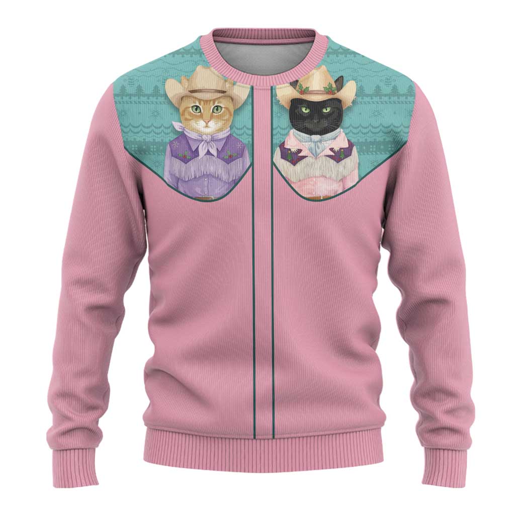 Western Yoke Ugly Christmas Sweater Meowdy Christmas And A Meow Year - Wonder Print Shop