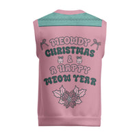 Western Yoke Christmas Knitted V-Neck Vest Meowdy Christmas And A Meow Year - Wonder Print Shop