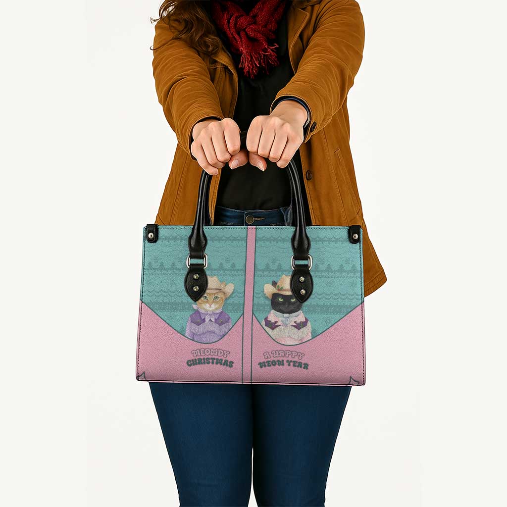 Western Yoke Leather Bag Meowdy Christmas And A Meow Year - Wonder Print Shop