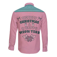 Western Yoke Long Sleeve Button Shirt Meowdy Christmas And A Meow Year - Wonder Print Shop