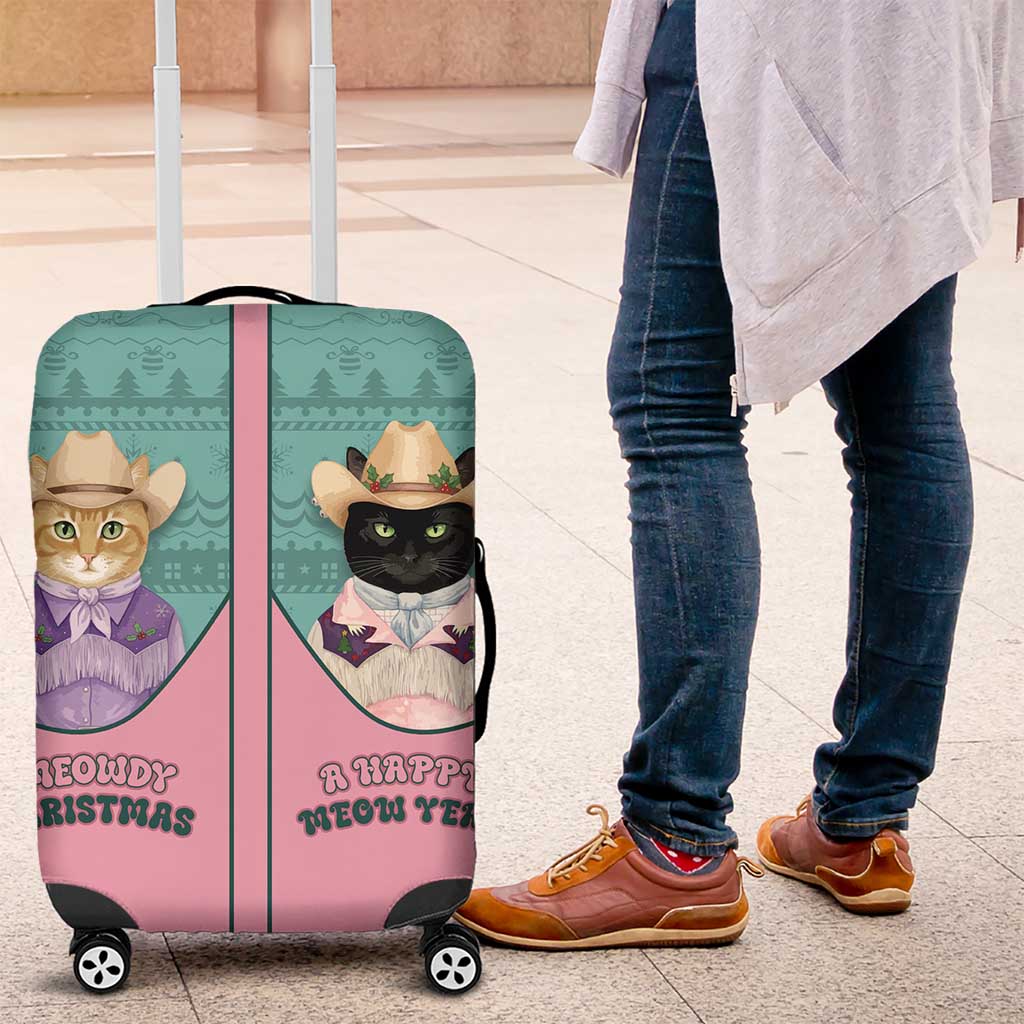 Western Yoke Luggage Cover Meowdy Christmas And A Meow Year - Wonder Print Shop