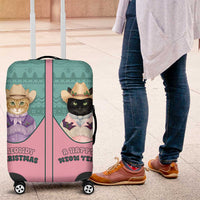 Western Yoke Luggage Cover Meowdy Christmas And A Meow Year - Wonder Print Shop