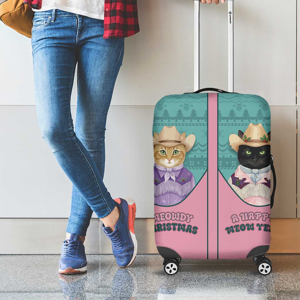 Western Yoke Luggage Cover Meowdy Christmas And A Meow Year - Wonder Print Shop