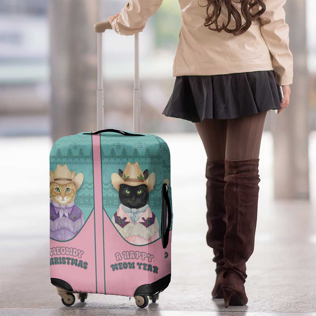 Western Yoke Luggage Cover Meowdy Christmas And A Meow Year - Wonder Print Shop