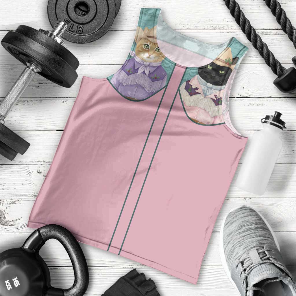 Western Yoke Men Tank Top Meowdy Christmas And A Meow Year - Wonder Print Shop