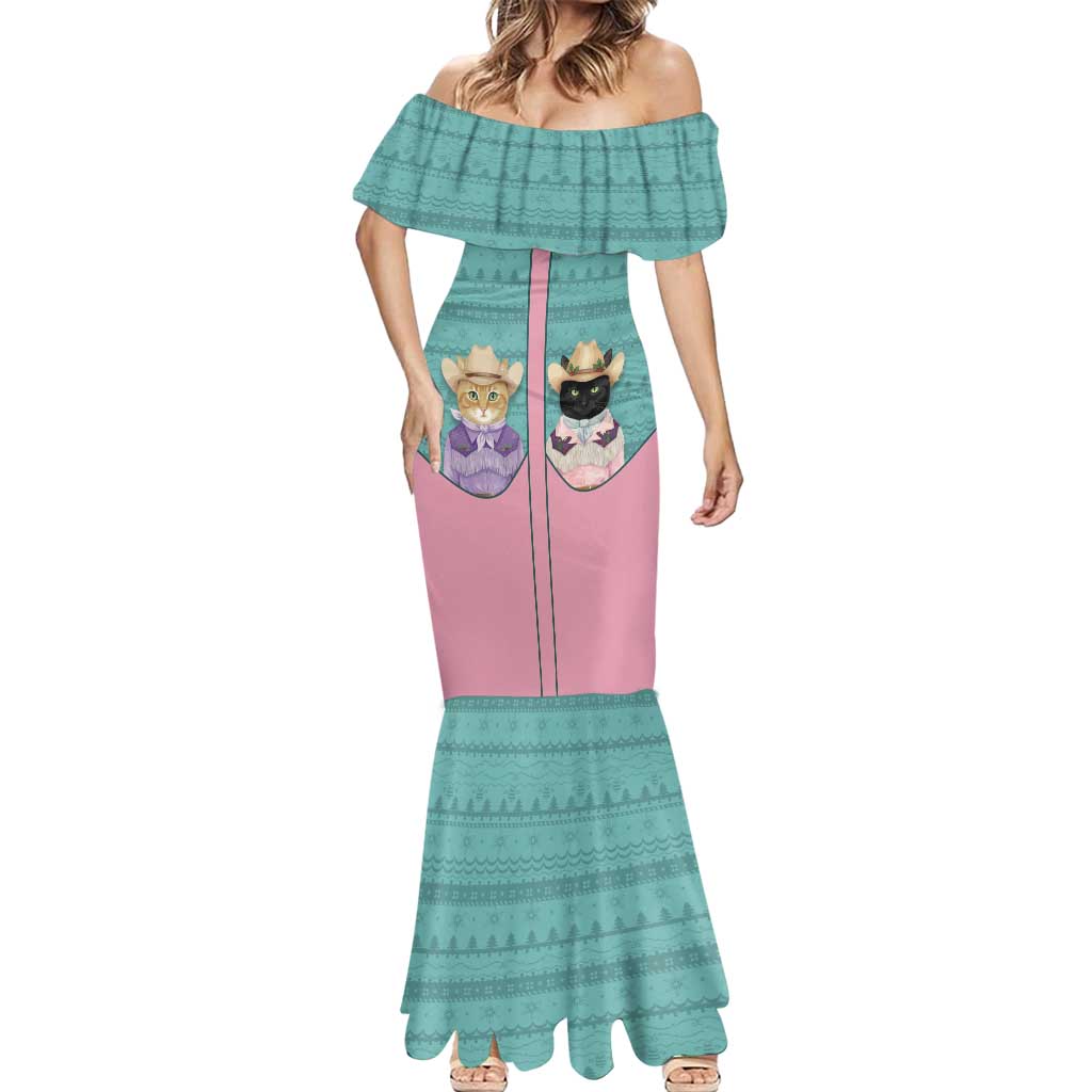 Western Yoke Mermaid Dress Meowdy Christmas And A Meow Year - Wonder Print Shop