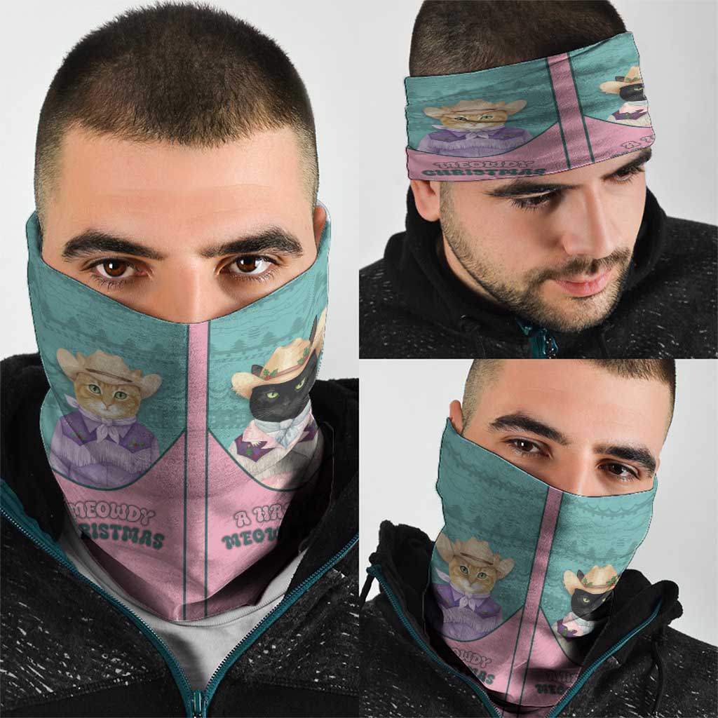 Western Yoke Neck Gaiter Meowdy Christmas And A Meow Year - Wonder Print Shop