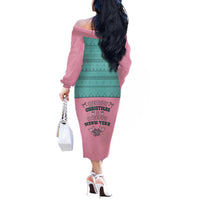 Western Yoke Off The Shoulder Long Sleeve Dress Meowdy Christmas And A Meow Year - Wonder Print Shop