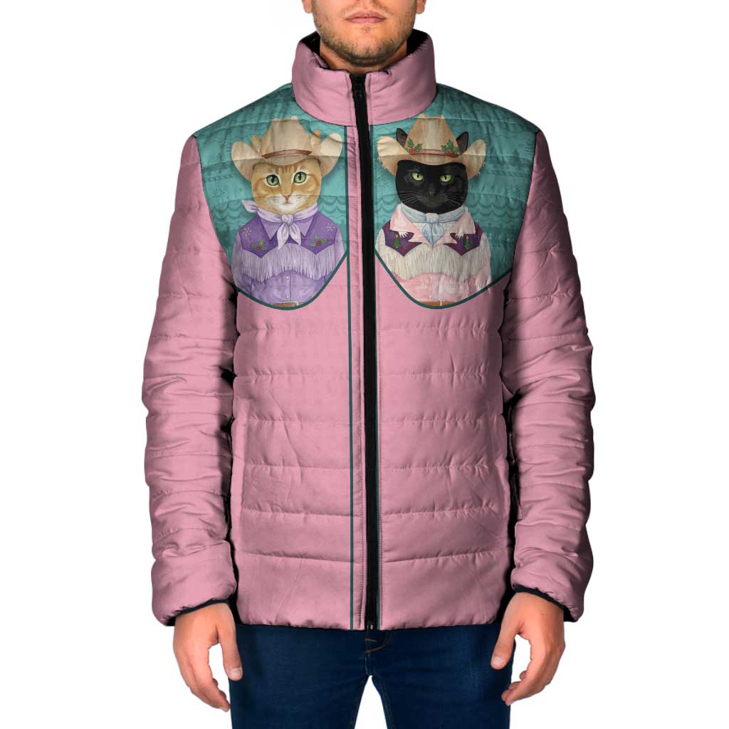 Western Yoke Padded Jacket Meowdy Christmas And A Meow Year - Wonder Print Shop